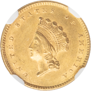 1854 Type II Indian Princess Head Gold Dollar, Small Head Main Image