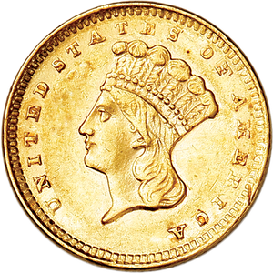 1856 Gold Dollar Indian Large Head, Type 3, Upright 5 Main Image