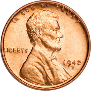 1942-D Lincoln Head Cent MS60 Main Image