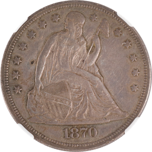 1870-CC Lib Seated Silver $ Mto NGC AU-D Main Image
