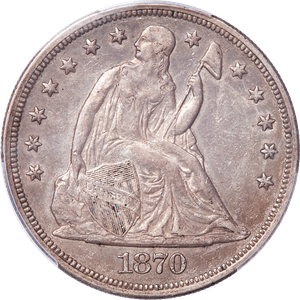 1870-CC Liberty Seated Silver Dollar, Motto Main Image