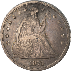 1871 Liberty Seated Silver Dollar, With Motto Main Image
