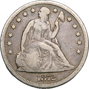 1872 Liberty Seated Silver Dollar, With Motto Main Image