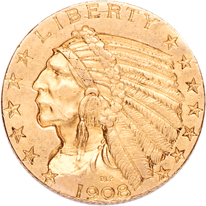 1908 Indian Head Gold $5 Half Eagle Main Image
