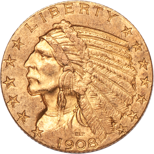 1908 Indian Head $5 Gold AU55 Main Image