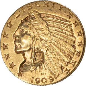 1909 Indian Head $5 Gold XF Main Image
