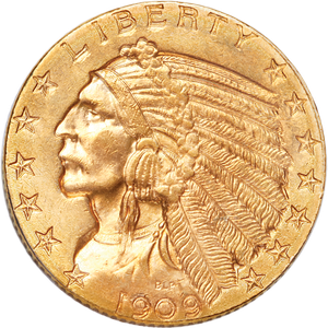 1909-D Indian Head Gold $5 Half Eagle Main Image