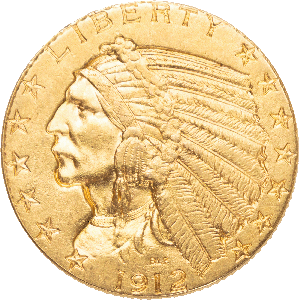 1912 Indian Head $5 Gold AU50 Main Image