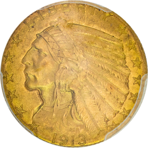 1913 Indian Head $5 Gold Half Eagle Main Image
