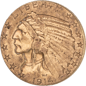 1914-D Indian Head $5 Gold XF Main Image