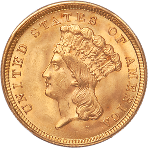 1854 Indian Head Three Dollar Gold Piece Main Image