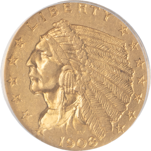 1908 Indian Head Gold Quarter Eagle Main Image