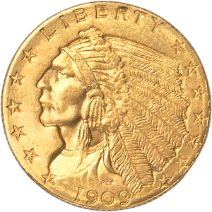 1909 Gold $2.50 Indian Head ANACS   AU55 Main Image