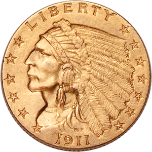 1911 Indian Head Gold Quarter Eagle Main Image