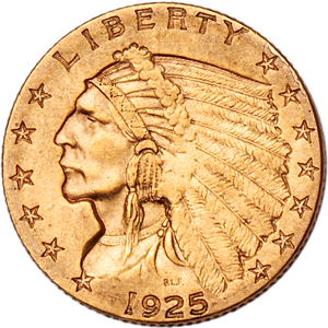 1925-D Gold $2.50 Indian Head Quarter Eagle Main Image