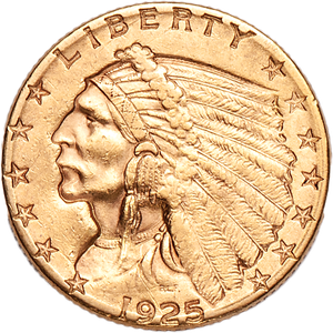 1925-D Gold $2.50 Indian Head Quarter Eagle Main Image