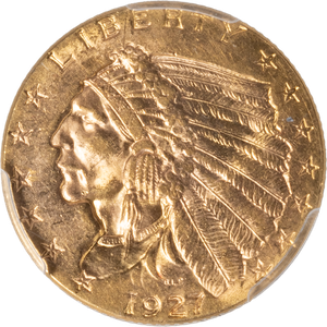 1927 Gold $2.50 Indian Head Quarter Eagle Main Image