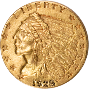 1928 Indian Head Gold $2.50 Quarter Eagle Main Image