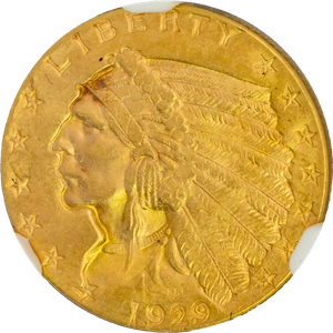 1929 Indian Head Gold $2.50 Quarter Eagle Main Image