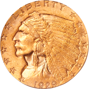 1929 Indian Head Gold $2.50 Quarter Eagle Main Image