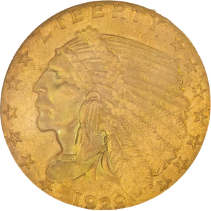 1929 Indian Head Gold $2.50 Quarter Eagle Main Image