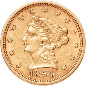 1854 $2.50 Liberty Head Gold Piece Main Image