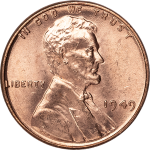 1949 Lincoln Head Cent MS60 Main Image