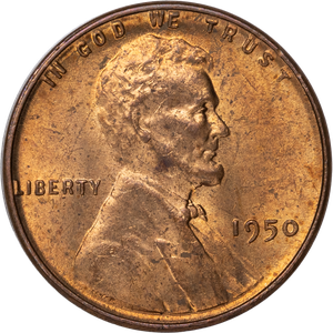 1950 Lincoln Head Cent MS60 Main Image