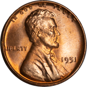 1951 Lincoln Head Cent MS60 Main Image