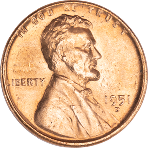 1951-D Lincoln Head Cent MS60 Main Image