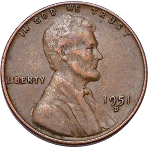 1951-D Lincoln Head Cent CIRC Main Image