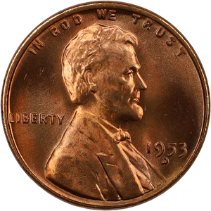 1953-D Lincoln Head Cent MS60 Main Image