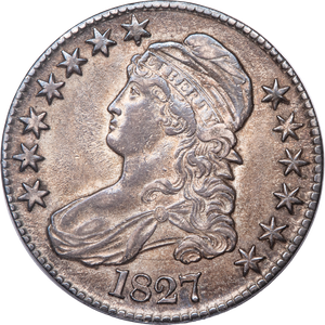 1827 Capped Bust Silver Half Dollar, Square Base 2 Main Image