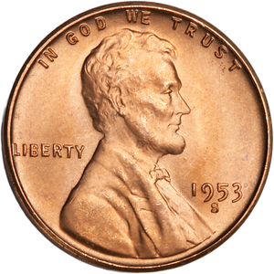 1953-S Lincoln Head Cent MS60 Main Image