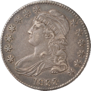 1833 Capped Bust Silver Half Dollar, Lettered Edge Main Image