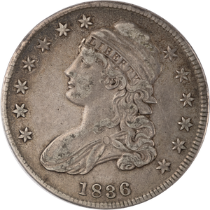 1836 Capped Bust Half Dollar, Lettered Edge VF Main Image