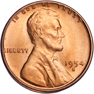 1954-S Lincoln Head Cent MS60 Main Image
