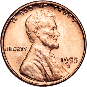 1955-D Lincoln Head Cent MS60 Main Image