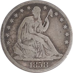 1858-O Liberty Seated Half Dollar VG#2 Main Image