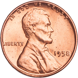1958 Lincoln Head Cent MS60 Main Image