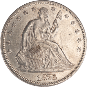 1876 Lib Seated Silver 50C Motto    AU-D Main Image