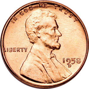 1958-D Lincoln Head Cent MS60 Main Image