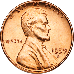 1959-D Lincoln Head Cent MS60 Main Image