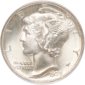1939-D Mercury Silver Dime FB ANACS MS67 Main Image