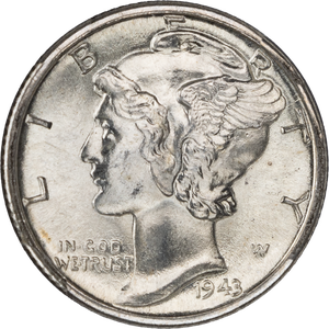 1943-D Mercury Dime, Full Bands Main Image