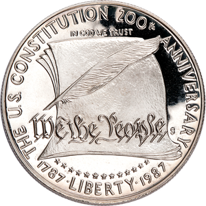 1987-S Constitution Silver Commemorative Dollar, Choice Proof, PR63 Main Image