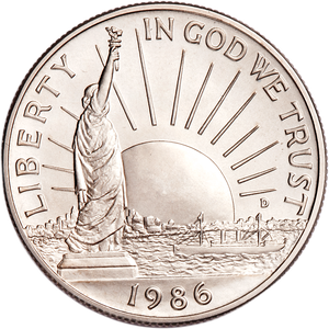 1986-D Statue of Liberty Clad Half Dollar, Choice Uncirculated, MS63 Main Image