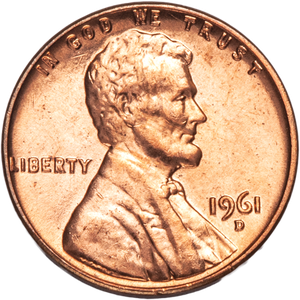 1961-D Lincoln Head Cent MS60 Main Image