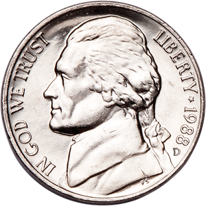 1988-D Jefferson Nickel MS60 Main Image