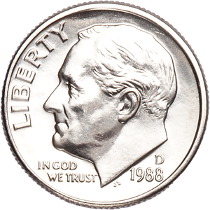 1988-P Roosevelt Dime MS60 Main Image